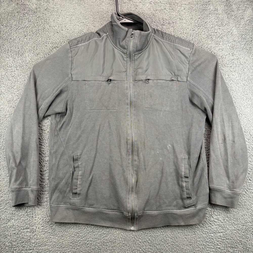 Calvin Klein Men‎ Gray Full Zip Knit Body Woven Trims Jacket L G